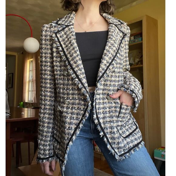 Veronica Beard Theron Tweed Plaid Double Breasted Blazer Jacket US 4 - Picture 1 of 7